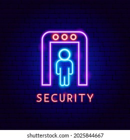 Security Neon Label. Vector Illustration of Metal Frame Promotion.