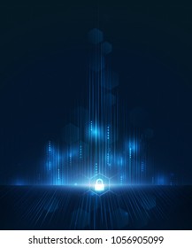 Security network background with sunrise. Vector illustration.