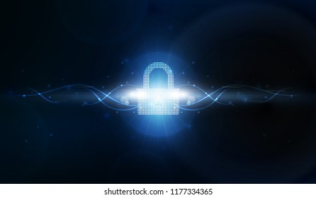 Security network background with sunrise. Vector illustration.