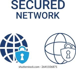 Security network icons, Line art icons design containing cloud computing, IT manager, big data, data analytics, internet, network security, and more. Solid vector icons collection