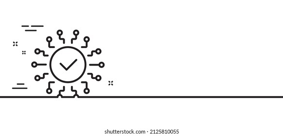Security network line icon. Cyber defence sign. Artificial intelligence symbol. Minimal line illustration background. Security network line icon pattern banner. White web template concept. Vector