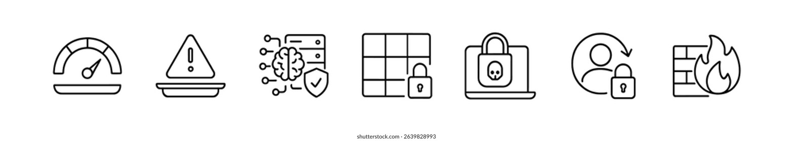 Security, network linear icon set. cybersecurity, access control in linear style