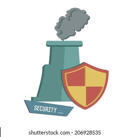 Security nuclear symbol on white background,Retro colour concept,clean vector 