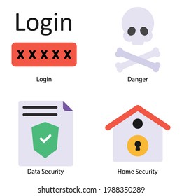 security objects flat icons sets