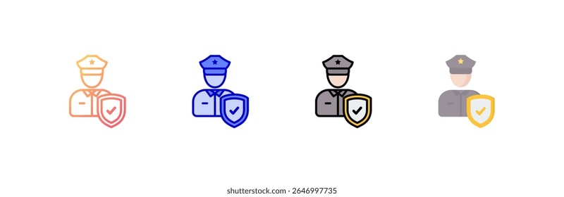 Security Officer Icon set multiple style collection