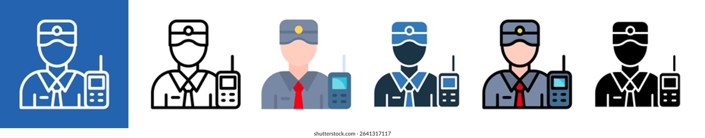 Security Officer multiple icon style vector illustration
