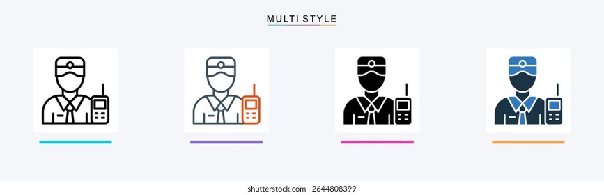 Ilustração de vetor de estilo de ícone múltiplo do Security Officer