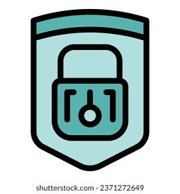 Sicherheitskontur für Online-Symbole Softwarestandort. Farbflaeche des Serversystems
