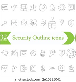 Security Outline icons set. Protection symbols. Security symbols vector. Safety, security, protection thin line icons.