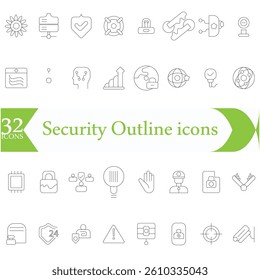 Security Outline icons set. Protection symbols. Security symbols vector. Safety, security, protection thin line icons.