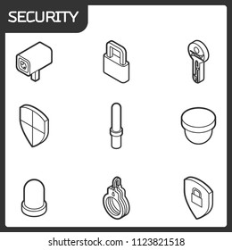 Security outline isometric icons