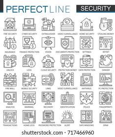 Security outline mini concept symbols. Data PC Protection technology modern stroke linear style illustrations set. Perfect thin line icons.