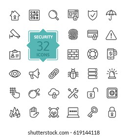 Security - Outline Web Icon Set, Vector, Thin Line Icons Collection