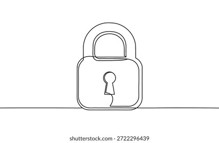 Candado de seguridad dibujado con concepto de arte de línea continua
