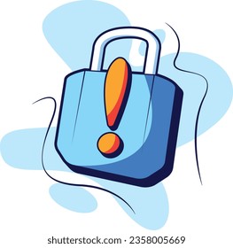 Security Padlock with Exclamation Mark Vector Illustration