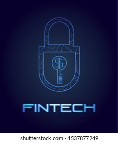 security padlock fintech icon vector illustration design
