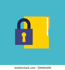 security padlock flat icon vector illustration design