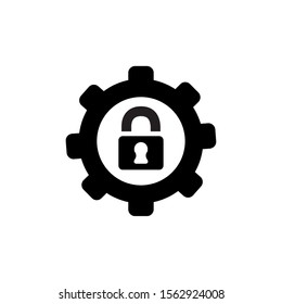 security padlock in gear line style icon vector illustration design