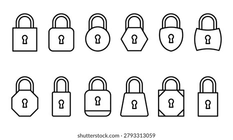 Security padlock icon collection design with security protection password business encryption