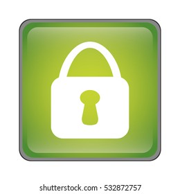 security padlock icon inside green square over white background. vector illustration