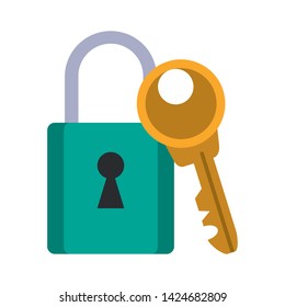 Security padlock and key symbols vector illustration graphic design