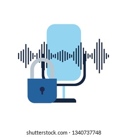 security padlock and microphone solated icon