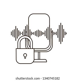 security padlock and microphone solated icon