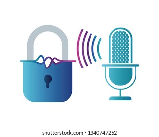 security padlock and microphone solated icon