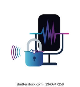 security padlock and microphone solated icon