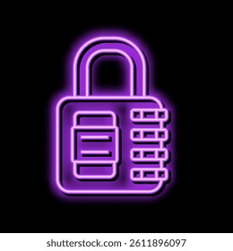 security padlock neon light sign vector. security padlock illustration