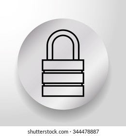 Security padlock on round button graphic design, vector illustration