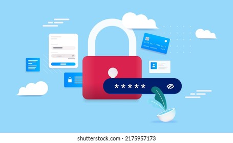 Security Padlock - Pad Lock Symbol With Password Protection And Digital Elements. Vector Illustration