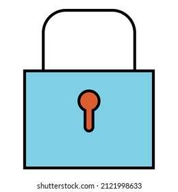 Security padlock protect icon with orange and blue color vector design symbol illustration