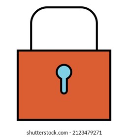 Security padlock protect icon with orange and blue color vector design symbol illustration