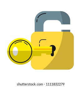 security padlock protection with key object inside