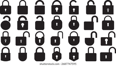 Security Padlock and Unlock Icons set for Privacy and Protection Concepts