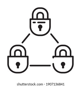 security padlocks network over white background, half line style, vector illustration