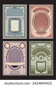 Security Papers, Diplomas, Certificates, Advertising Posters Retro Style Backgrounds, Art Nouveau, Baroque, Victorian Decorative Ornaments