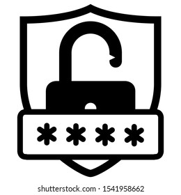 Security password icon design. Security password shield icon in modern flat style design. Vector illustration.