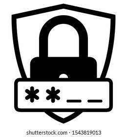 Security password icon design. Security password shield icon in flat style design. Vector illustration.