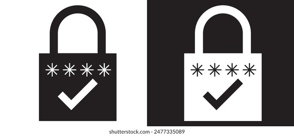 Security Passwort-Symbol. Passwort-Schutz-Symbol auf weißem und schwarzem Hintergrund. Vektorillustration.