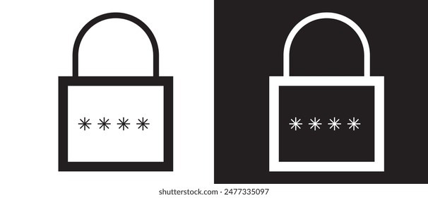 Security password icon. password protection icon on a white and black background. vector illustration.