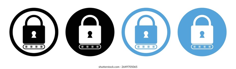 Security and Password Icon Set – Lock, Padlock, Privacy, and Access Protection Vector Symbols in Flat and Line Style.