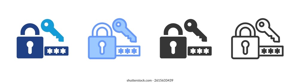 Security Password icon set multiple style collection