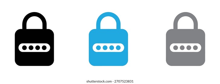 Icono de Contraseña de seguridad en diseño de moda de estilo plano y línea. Candado con icono de Contraseña. símbolo de Contraseña