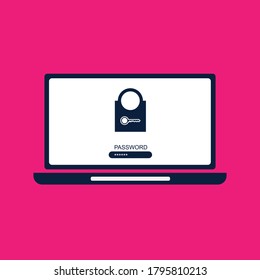 security password on laptop flat design