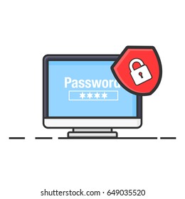 security password pc, Line Art