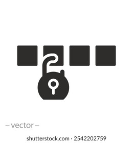 security password, push code verification, 2fa authentication icon, flat vector illustration