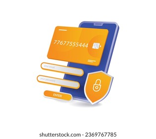 Seguridad de pagar por el concepto de ilustración plana de compras en línea