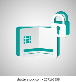 Security payment, Credit Card Protection Icon in papercut style, Vector 